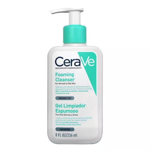 CERAVE GEL LIMPIADOR ESPUMOSO PIEL NORMAL A GRASA 236mL