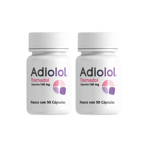 ADIOLOL TRAMADOL 100mg PACK 2 FRASCOS DE 50 Cápsulas C/U