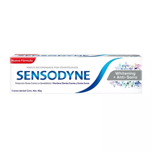 SENSODYNE WHITENING + ANTI-SARRO GEL DENTIFRICO 90g Alivio de la Sensibilidad, Blanqueamiento y Control del Sarro