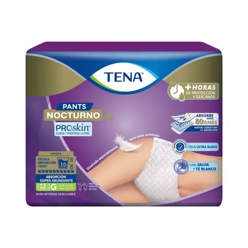 TENA PANTS NOCTURNO PROSKIN TALLA G 12 PZS