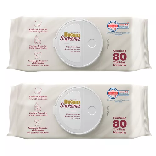 Huggies Supreme Toallitas Húmedas Bebe C/80 2 Pack