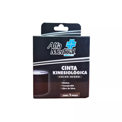 ALFA MEDICAL CINTA KINESIOLÓGICA COLOR NEGRO 5cm X 5m 1 Pieza