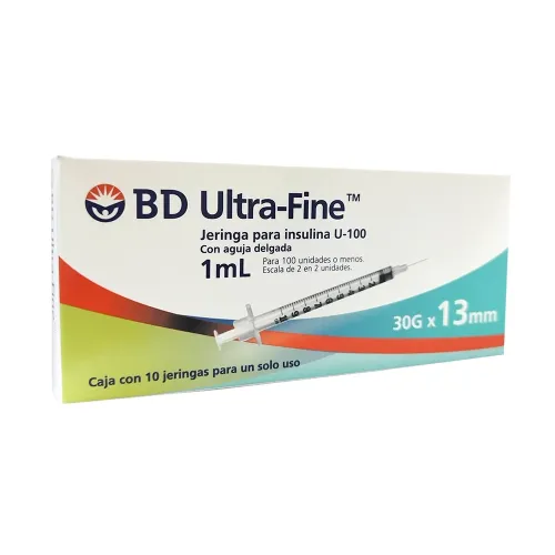 JERINGA DESECHABLE PARA INSULINA BD ULTRA FINE 1mL 30g X 13mm 10pz