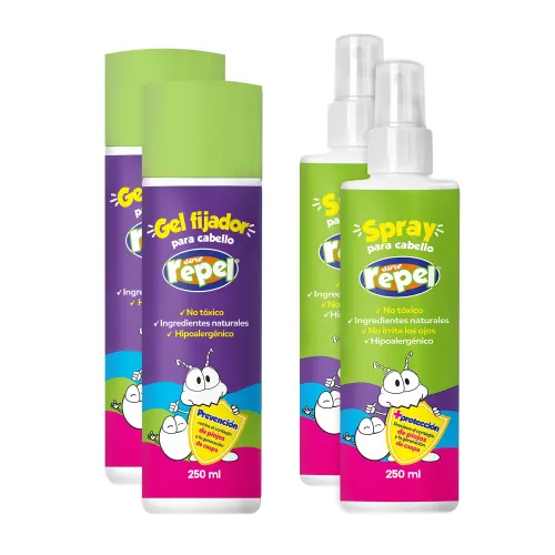 KIT ANTI PIOJOS SURE REPEL INFANTIL 2 GEL Y 2 SPRAY