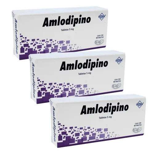 AMLODIPINO 5 MG TRES CAJAS CON 10 TABS C/U 5 mg 30 Tableta(s)