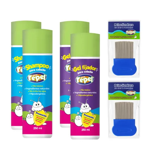 KIT SURE REPEL 2 SHAMPOO + 2 GEL + 2 PEINES