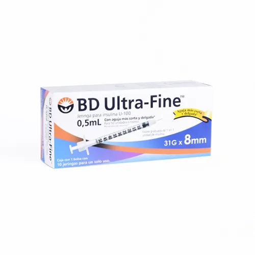 JERINGA DESCHABLE PARA INSULINA BD ULTRA FINE 0.5mL 31g X 8mm 10pz