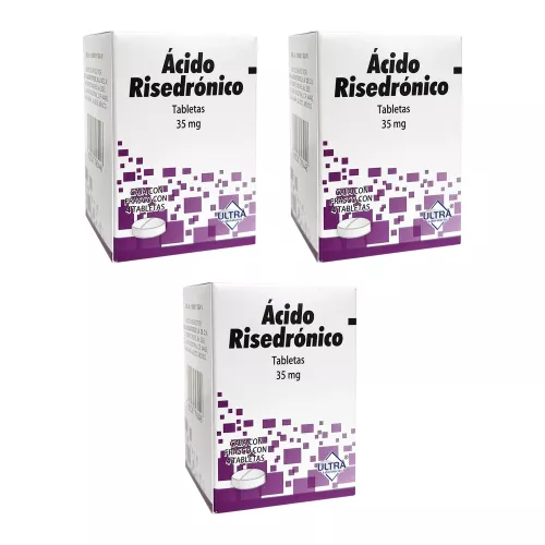 Acido Risedrónico 35mg Pack 3 Cajas 4 Tabletas C/U