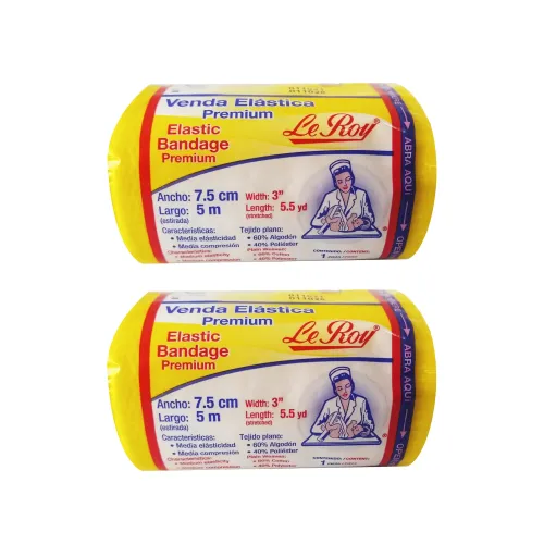 VENDA ELASTICA LE ROY DOS PZS DE 7.5cm X 5m C/U