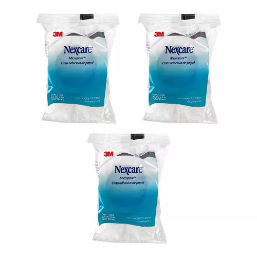 CINTA ADHESIVA NEXCARE MICROPORE BLANCO 2.5cm x 5m PACK3