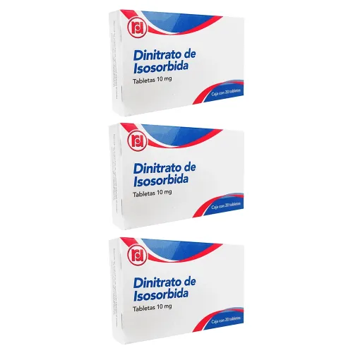 DINITRATO DE ISOSORBIDA 10 MG 3 CAJA 20 TABS C/U