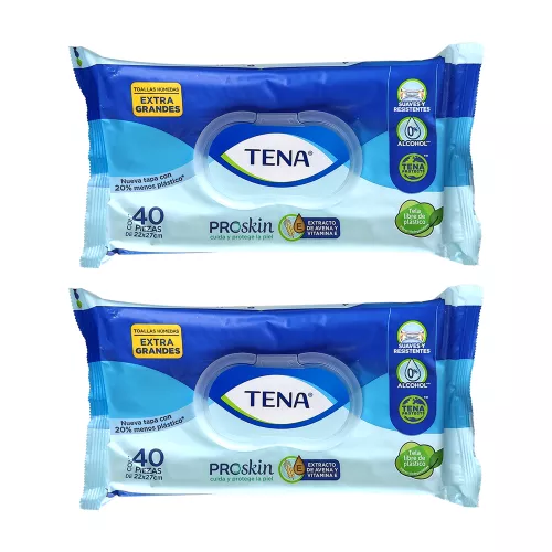 TOALLAS HUMEDAS TENA PROSKIN EG 40pzs 2PACK