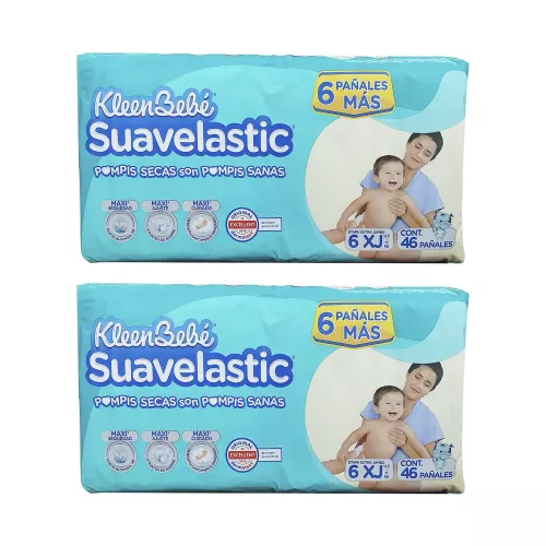KLEEN BEBE SUAVELASTIC XJBO E6 C/40 PAÑALES PACK 2