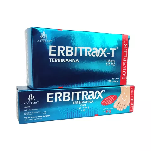 KIT ERBITRAX 250MG 28 TAB + TUBO CREMA 30G AL 1%