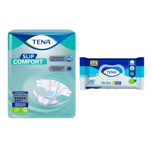 KIT TENA SLIP COMFORT G + TOALLAS HUMEDAS PROSKIN EG