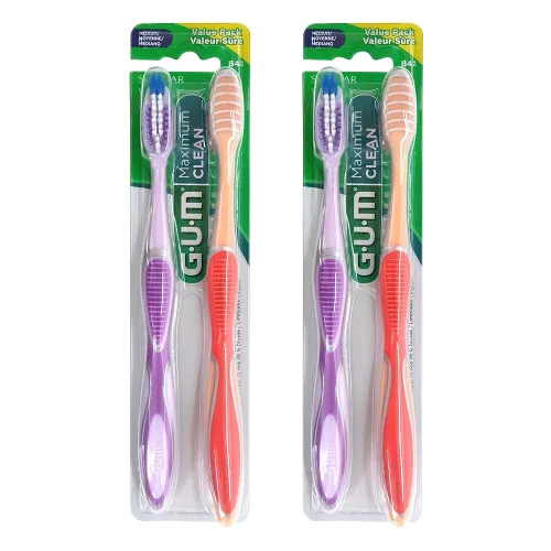 CEPILLO DENTAL GUM MED 2 PAQ C/DOS CEPILLOS C/U
