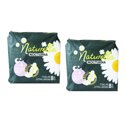 NATURELLA NOCTURNA DOS PZS CON 8 TOALLAS C/U EXTRA LARGA 2 Piezas