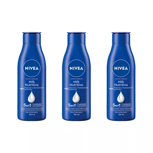 NIVEA CREMA CORPORAL MILK NUTRITIVA TRES PZAS DE 100ML