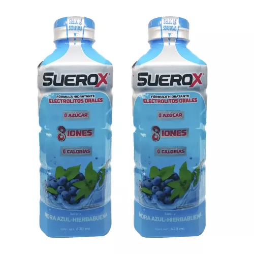 SUEROX MORA AZUL - HIERBABUENA SEIS PZS CON 630 ML C/U