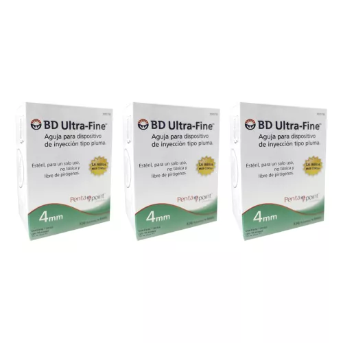 Pack 3 cajas Aguja Desechable Insulina 32g X 4mm Bd Ultrafine 