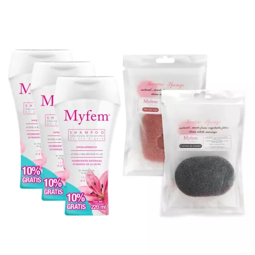 KIT MYFEM 3 SHAMPOO + 2 ESPONJAS KONJAC