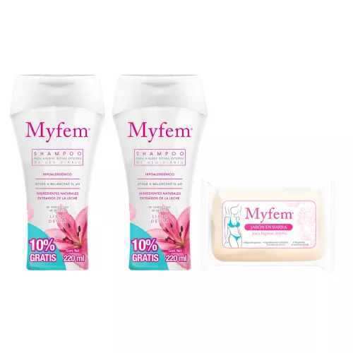 KIT MYFEM 2 SHAMPOO INT + 1 JABON BARRA