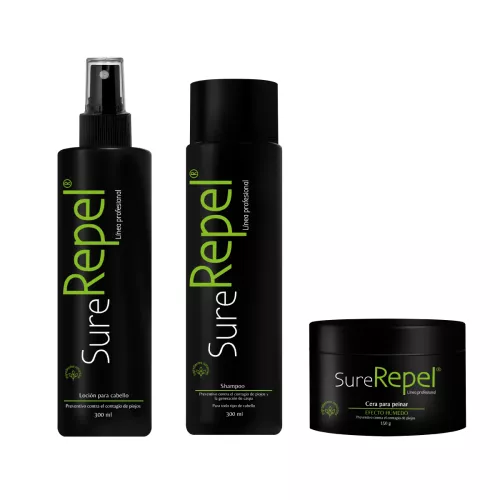 KIT ANTIPIOJOS REPEL PROFESIONAL SHAMPOO, LOCION, CERA 