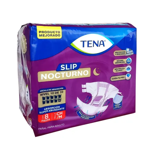 TENA SLIP NOCTURNO CH / M 8 Pañales