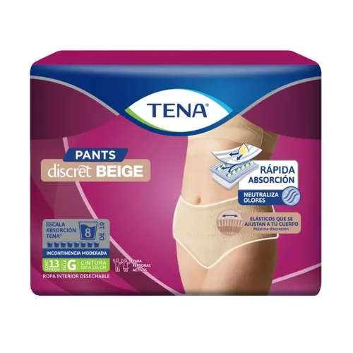 TENA PANTS DISCRET BEIGE G 13 PZS