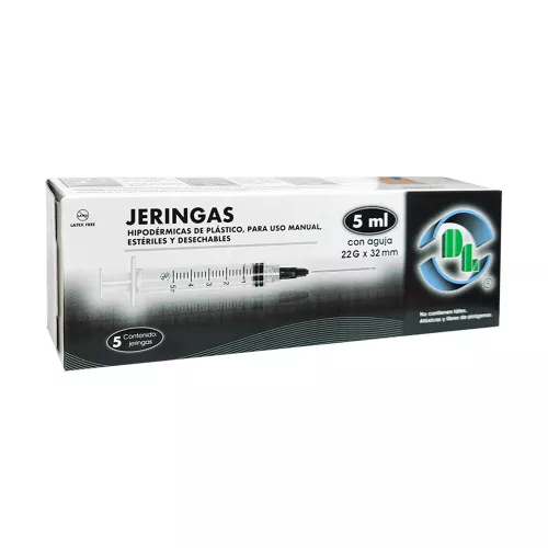 JERINGA DESECHABLE DL 0.5 ml 22 g X 32 mm 5 Jeringas