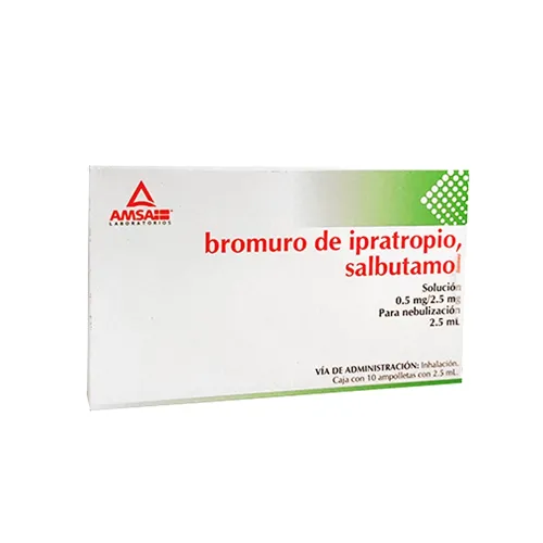 BROMURO DE IPRATROPIO - SALBUTAMOL 0.5/2.5 mg/2.5 ml 10 Ampolleta